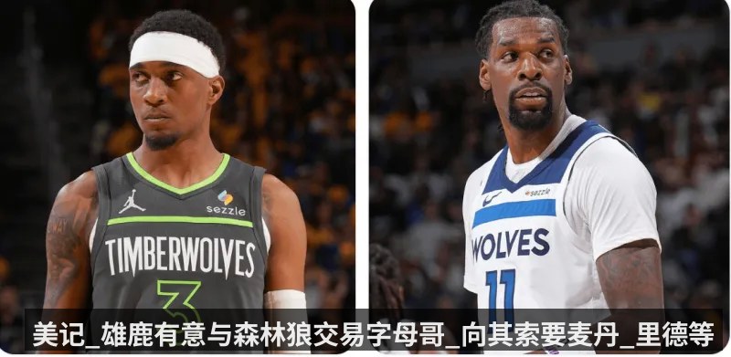 美记_雄鹿有意与森林狼交易字母哥_向其索要麦丹_里德等